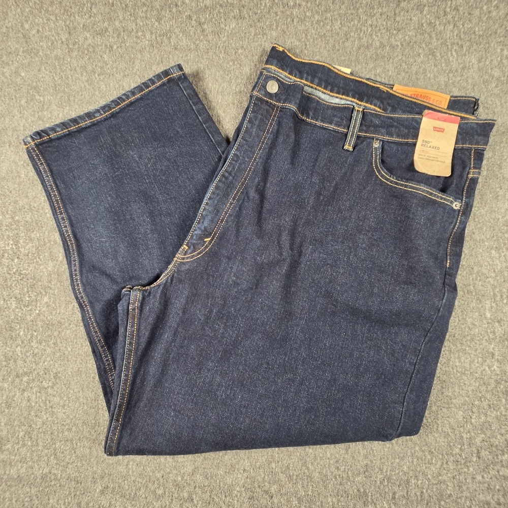 Levi's 550 Jeans Mens 54x29 Dark Wash Blue Relaxed Fit Stretch Big And Tall NWT